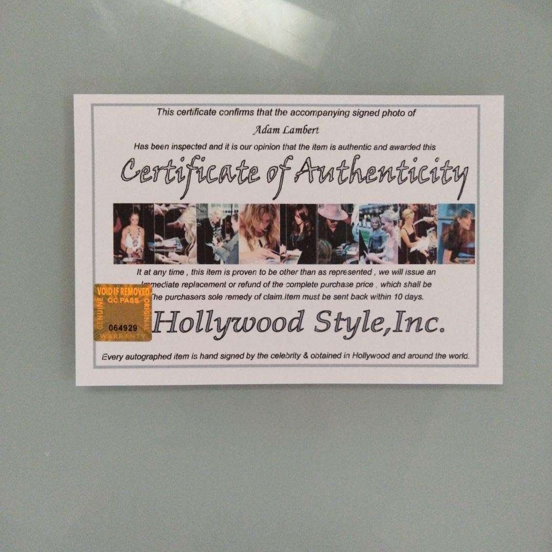 アダム•ランバート 直筆サイン入り写真 及び Certificate