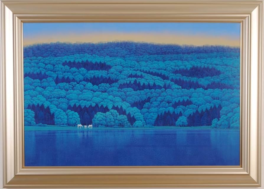 富谷一明 油彩画（2頭の馬）0号サイズ 富谷一明 油彩