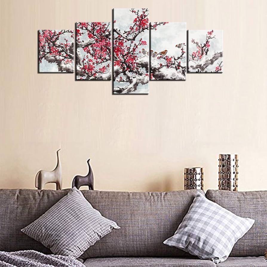 水墨画 雪景色 山水画 日本画 冬・梅 2点セット 水墨画 雪景色 山水画