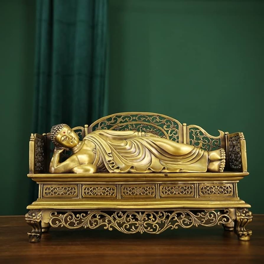 仏教美術 古銅鍍金 涅槃仏 寝釈迦仏 仏像 置物 H R7248 仏教美術 古銅