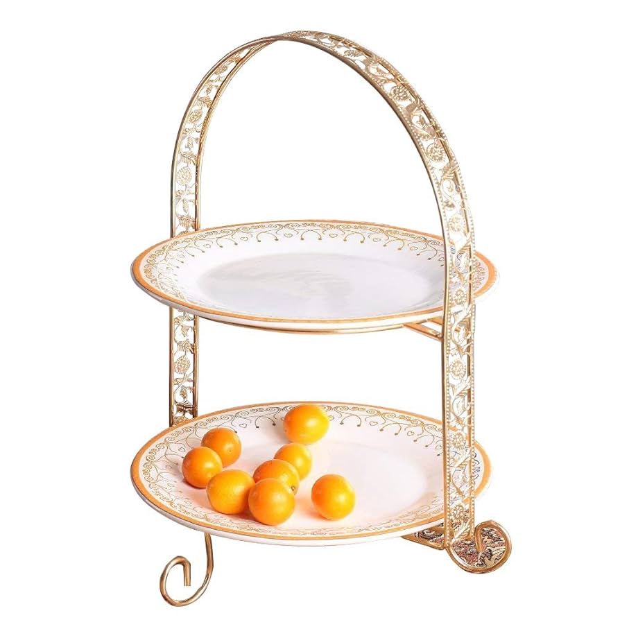 英国】 エンボスと透かしのケーキスタンド バタフライ式 エンボスと