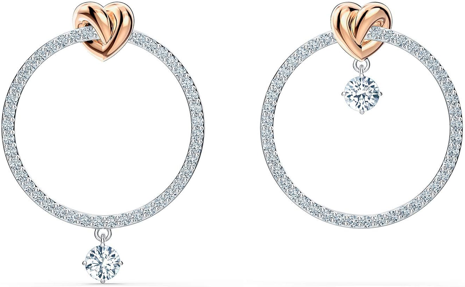 Amazon | スワロフスキー ライフロング ハート フープ ピアス, One