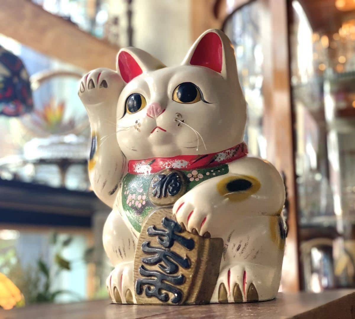 木製／招き猫／置物／縁起物／希少／アンティーク／ヴィンテージ