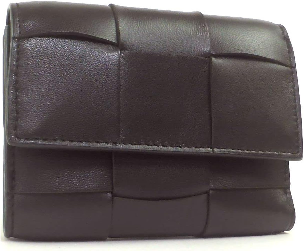 卸売 極美品 ボッテガヴェネタ 三つ折り財布 黒 イントレチャート 箱