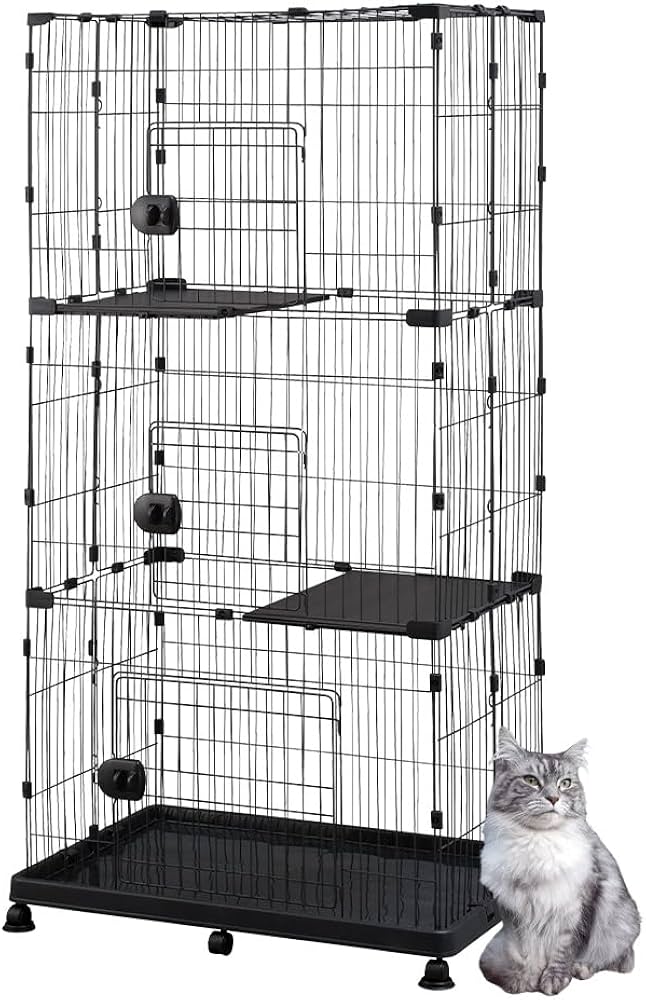 Amazon | アイリスオーヤマ 猫 ケージ 3段 キャスター付・簡単組み立て