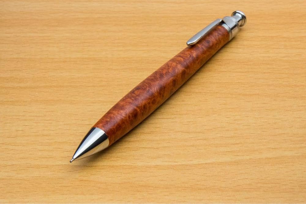 工房楔】花梨こぶ杢 シャーペン 0.5mm 固定式口金付き