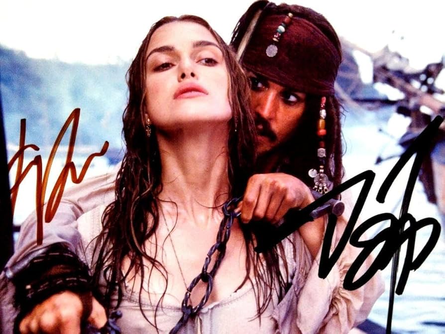 Amazon.co.jp: ジョニーデップとキーラナイトレイ直筆サイン入り2L