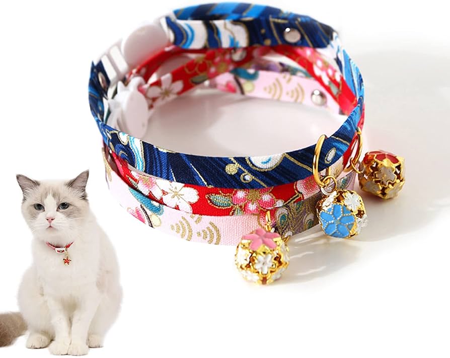 和風つまみ細工付き(赤②)わんちゃん猫ちゃん用襟つき首輪