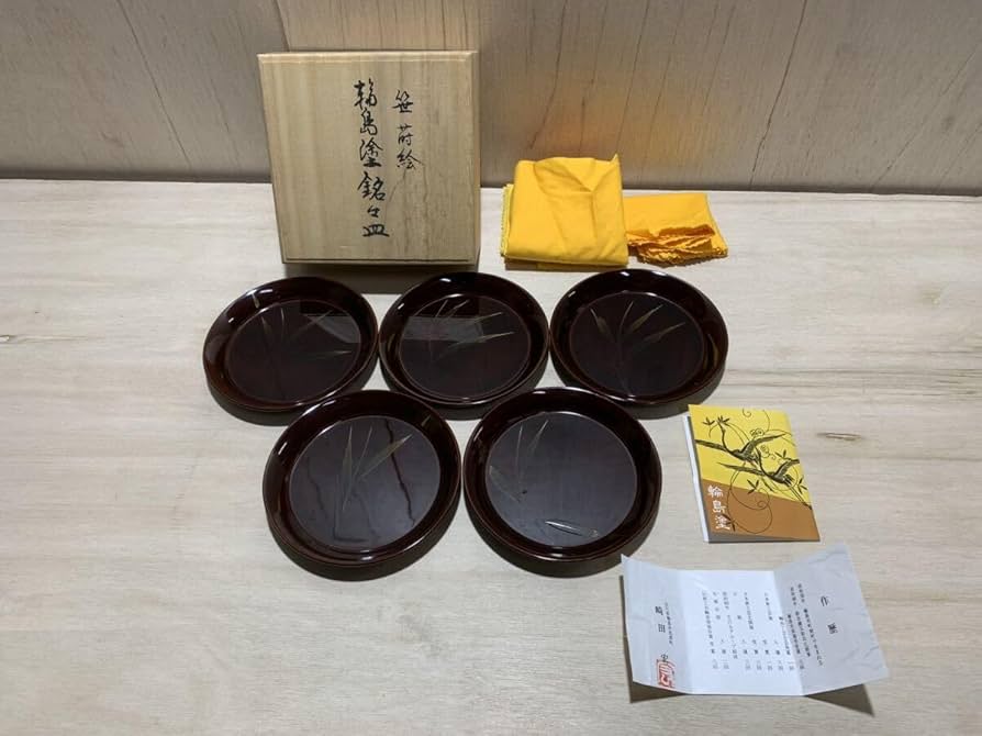 新品】輪島塗 金蒔絵 黒漆 銘々皿 取り皿 5枚セット 新品】輪島塗 金