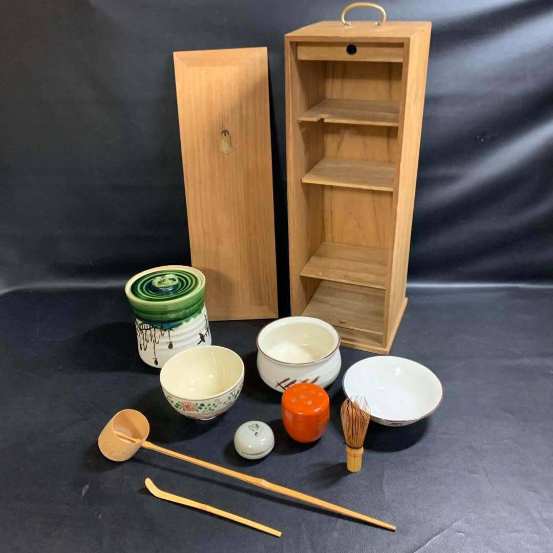 茶箱 茶道具セット 古物 歴史 棗 茶碗 水差し 茶灼 銘有 【公式通販】
