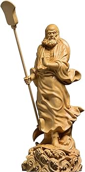 Amazon.co.jp: [華能] 達磨大師立像 高級天然ツゲ木彫り達磨像 木製