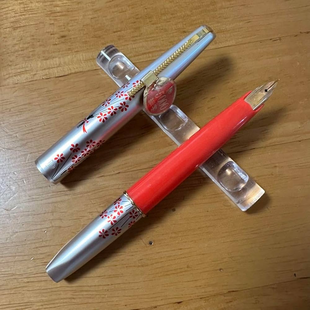 Amazon | 廃盤 プラチナ 万年筆 細字 14k 花柄 ショート軸 昭和レトロ