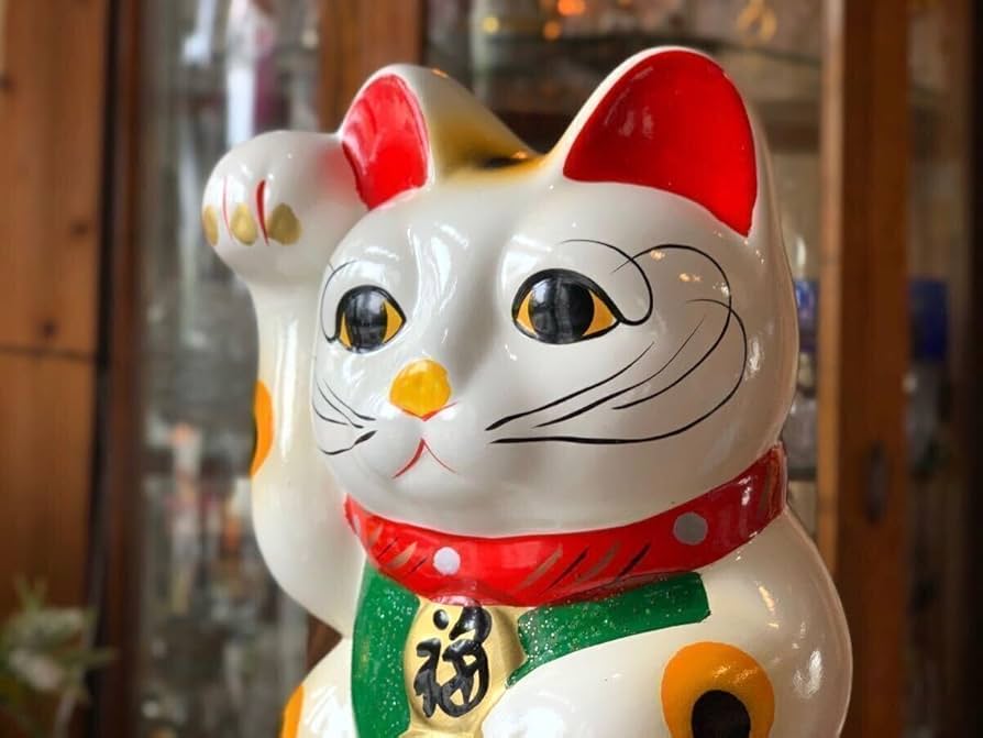 Amazon.co.jp: 招き猫 縁起物 置物 貯金箱 高さ28cm 大型 商売繁盛