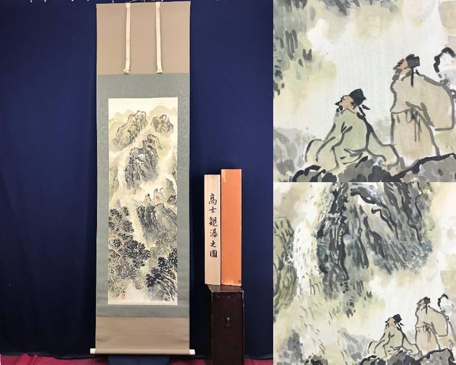 真作/鍋島義勝/十六羅漢図/桐共箱付/布袋屋掛軸HG-382 真作/鍋島義勝