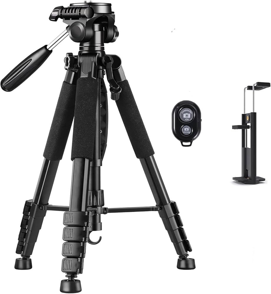 Amazon | 190cm カメラ 三脚 スマホ三脚 3Way雲台 360°回転可能 遠隔