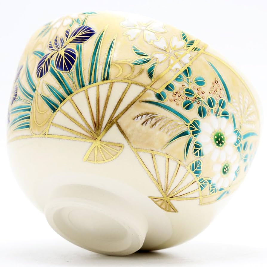 Amazon | 抹茶碗 色絵茶碗 「扇面草花」 木箱入り 通年物 茶道具