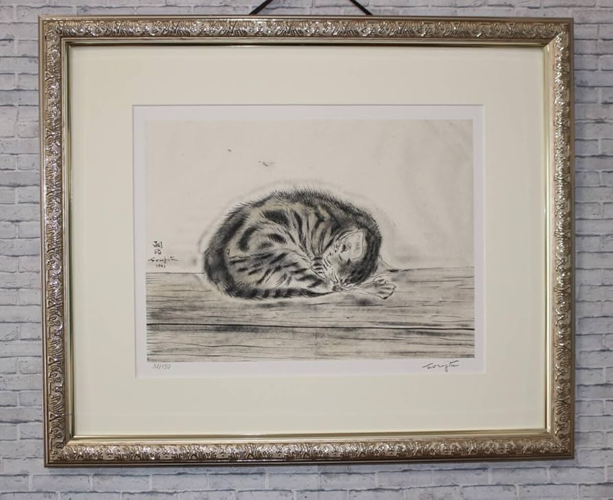 藤田嗣治 エスタンプリトグラフ「猫」 150部限定