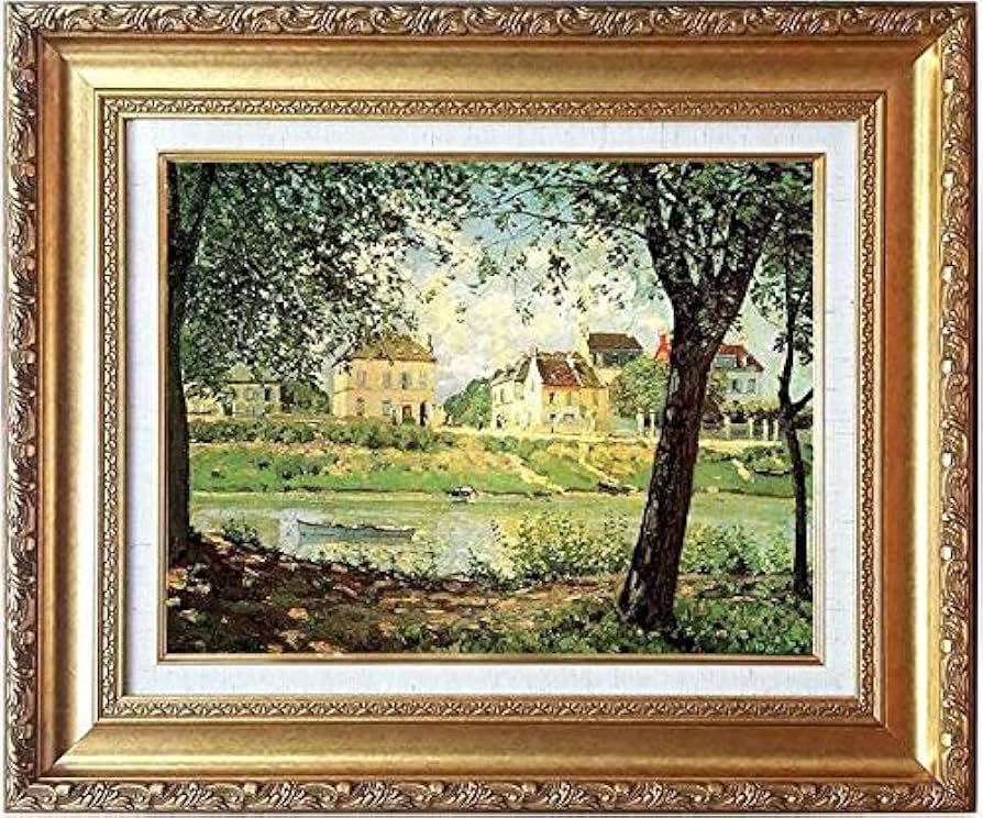 アルフレッド・シスレー、「ロワン川の岸辺」、希少画集画、新品高級額