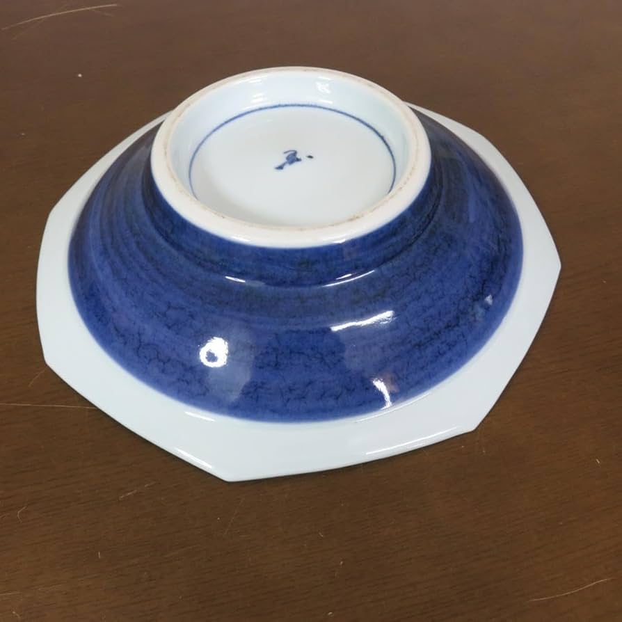 大皿 共箱 果物器 銘 ザクロ 染付 八角皿 鉢