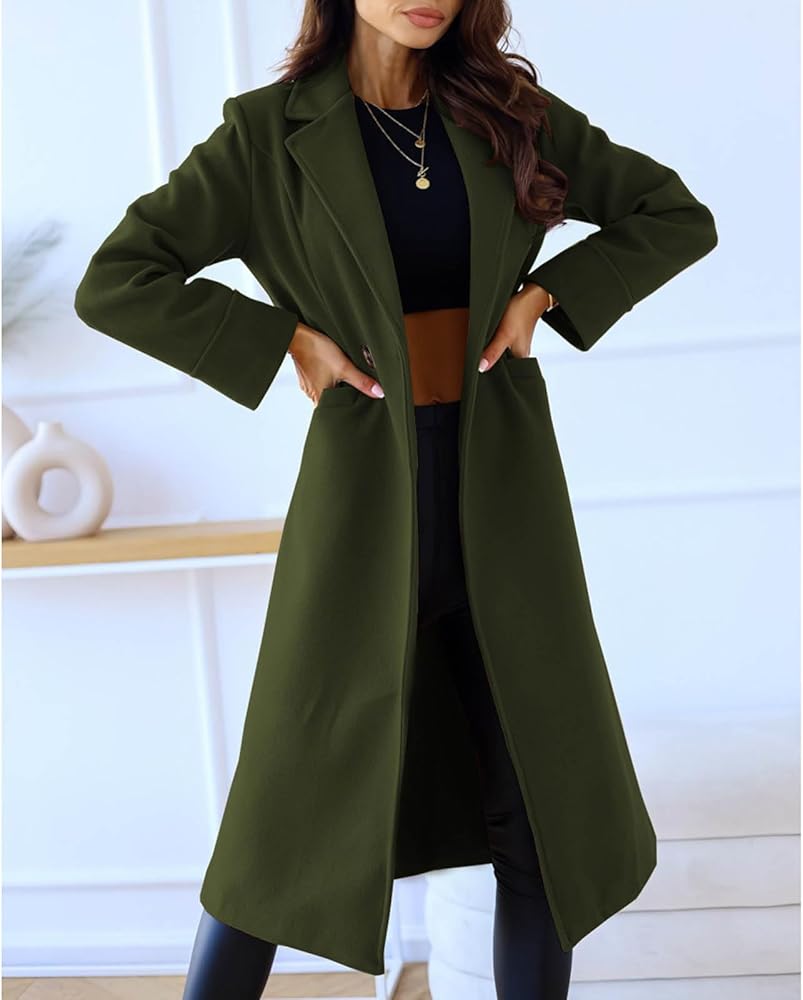 Amazon.com: Women's Pea Coat Double Breasted Long Trench Coat
