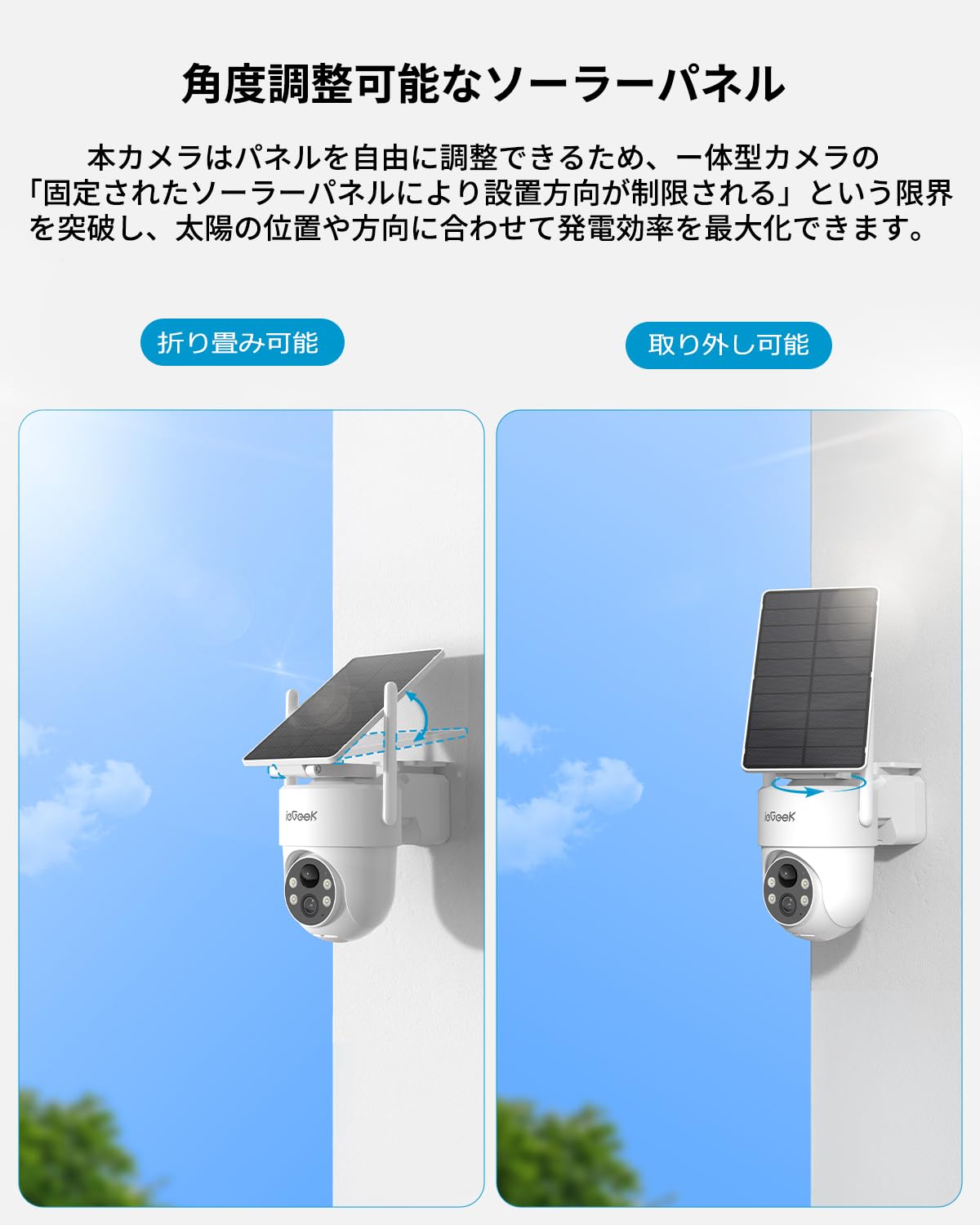 ミッキー】屋外カメラ ソーラー 防犯カメラ ソーラーパネル一体型