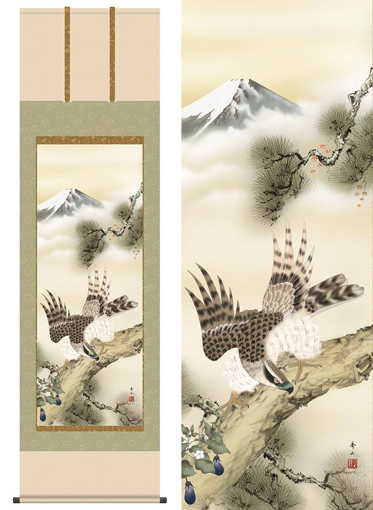 掛け軸 桂月 南天に雀 絹本 希少 軸装 茶道具 掛軸 美品 です。 掛け軸