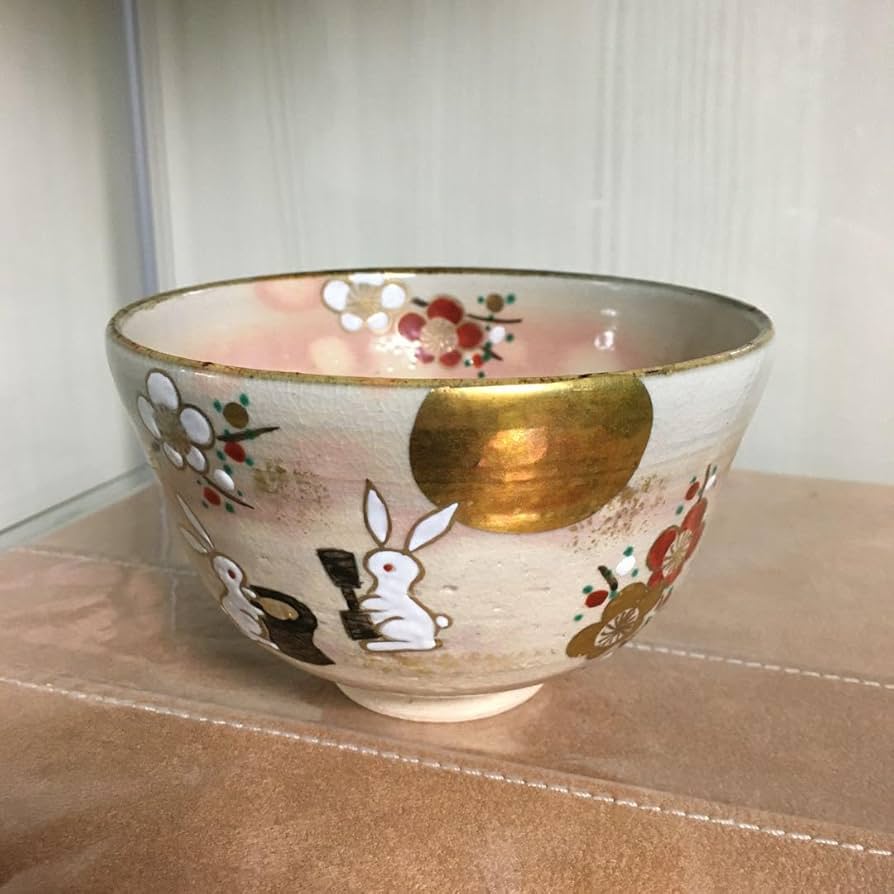 蓋置 色絵 三つウサギ 【茶器/茶道具 蓋置 お月見】 三つ兎 高野昭阿弥