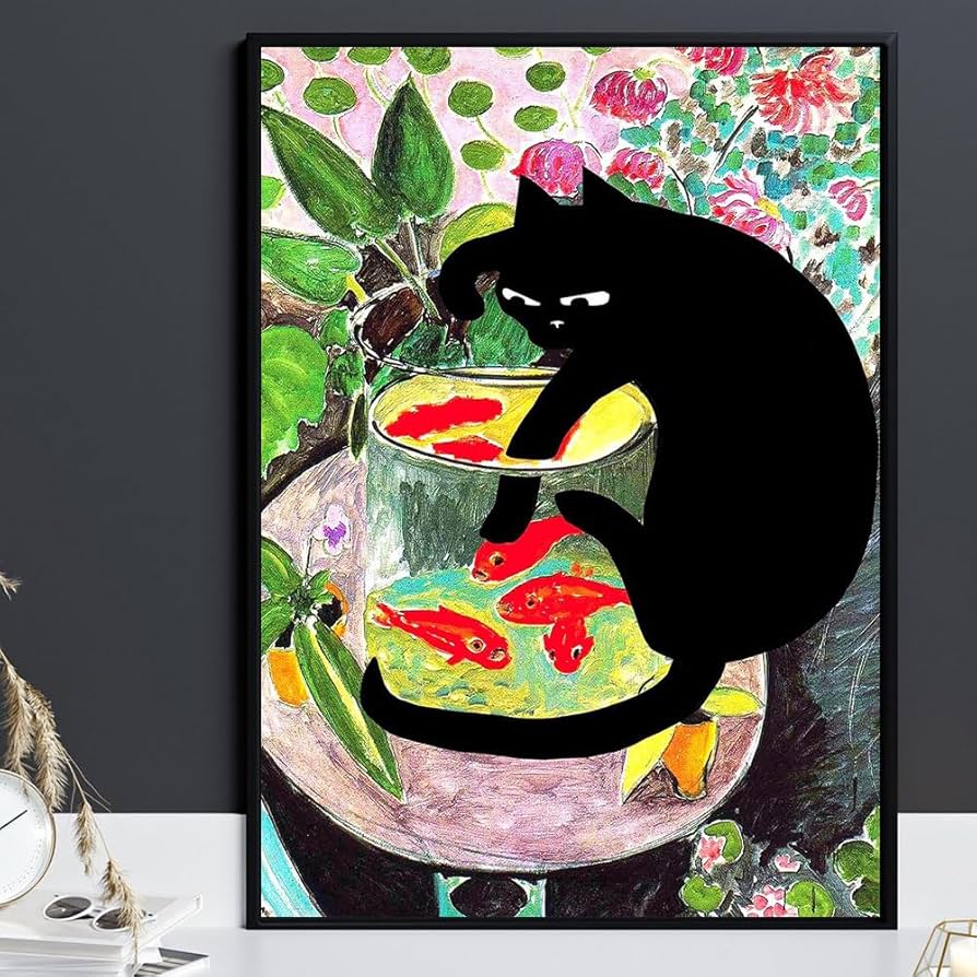 Amazon.co.jp: マティス 金魚と猫 ポスター 有名な絵画の猫 写真
