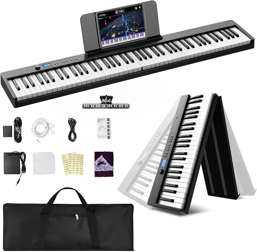 Amazon | Moon River 電子ピアノ 88鍵盤 折りたたみ式 電子キーボード