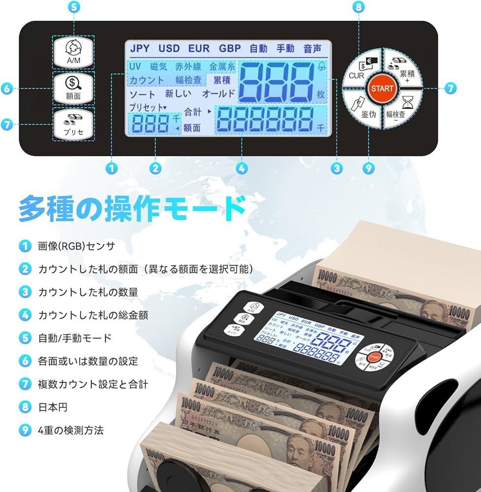 紙幣カウンター【日本専用・新紙幣対応】マネーカウンター 紙幣計数機