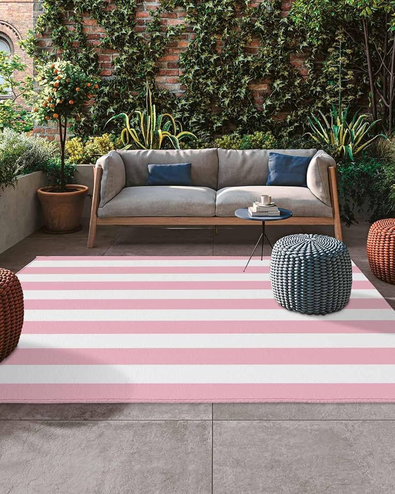 Amazon.com: Prime Leader Outdoor Rug for Patio, Pink and White