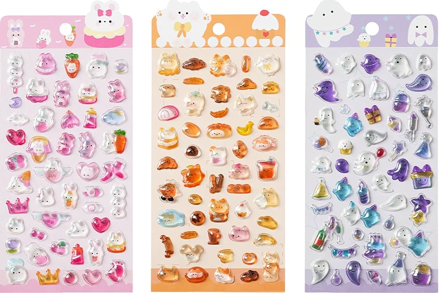 Amazon | 暗闇で光る！【蓄光ぷっくりうるつやシール】3D 立体 シール