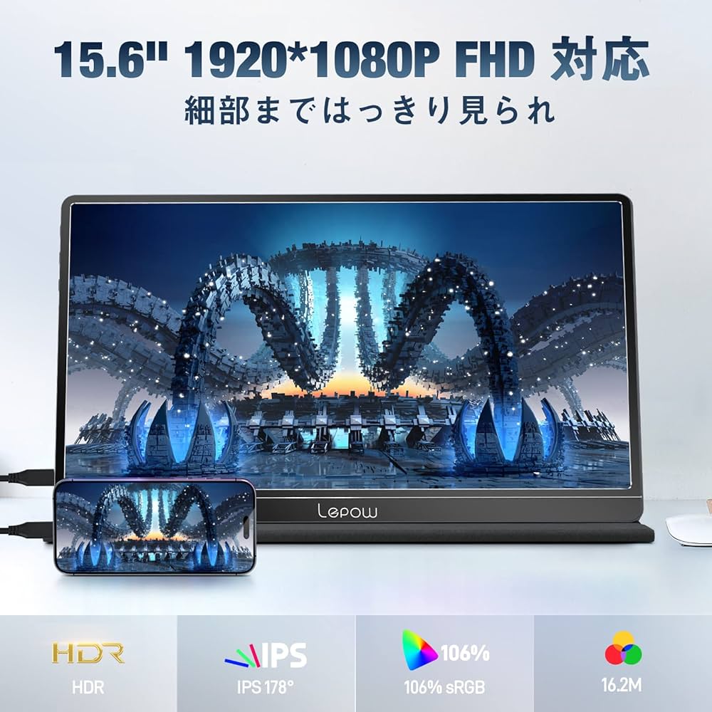 Amazon.co.jp: モバイルモニター Lepow 15.6インチ USB Type-C