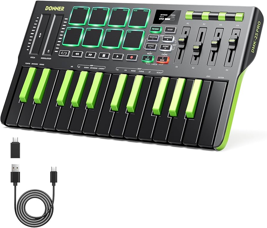 Amazon.com: Donner DMK25 Pro MIDI Keyboard Controller, 25 Mini Key