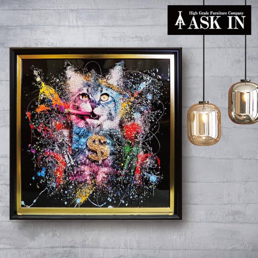 Amazon.co.jp: クリスタルアート ファンキーキャッツ 41x41cm 猫 風水