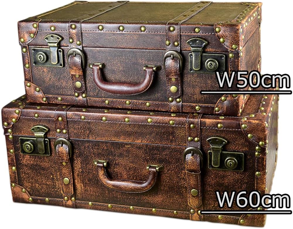 Amazon｜アンティーク風 スーツケース アンティーク木箱 ヴィンテージ