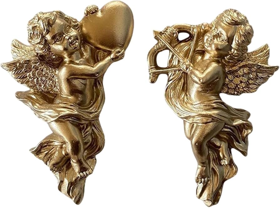 Amazon.com: 2Pcs Gold Resin Winged Angel Wall Sculptures Wall