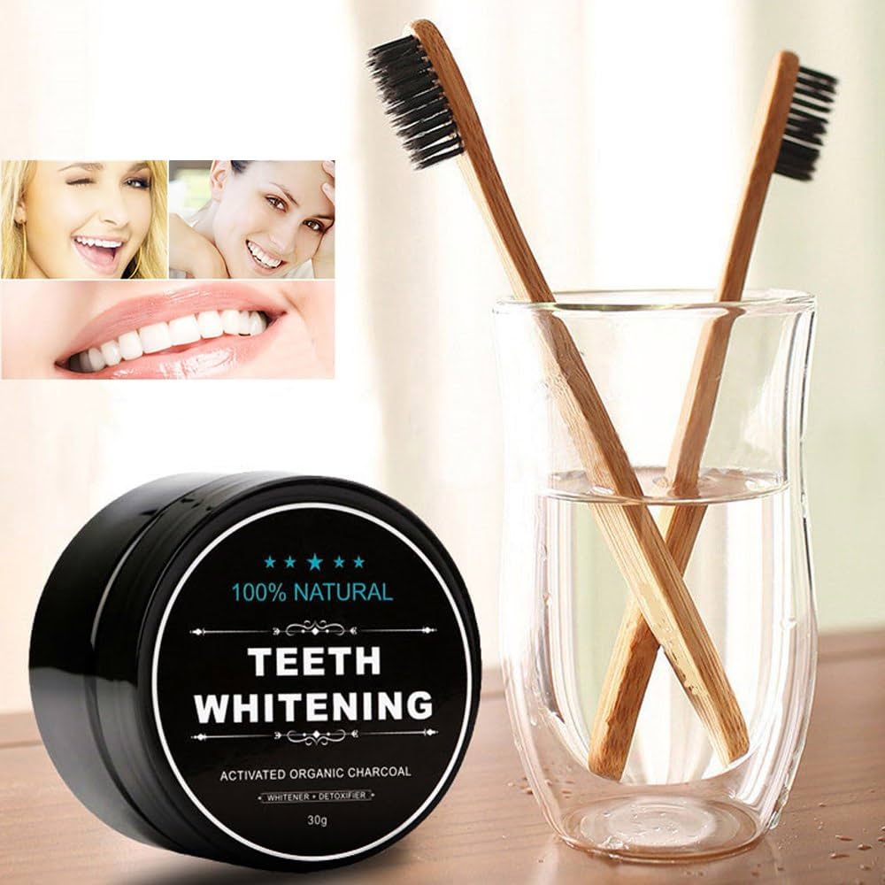Amazon.com: 2-Pack Teeth Whitening Charcoal Powder + Bamboo Brush
