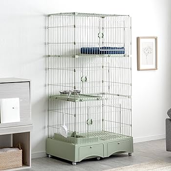 Amazon.co.jp: タンスのゲン 猫ゲージ 3段 幅82㎝ 高さ157㎝ トイレ