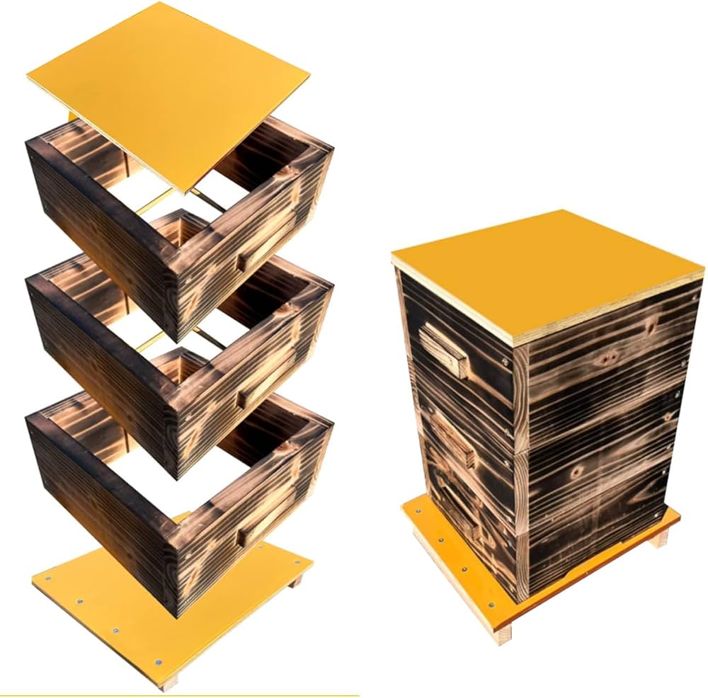 Amazon.co.jp: 日本蜜蜂 日本みつばち 日本ミツバチ 巣箱 重箱式 (3段