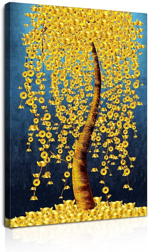 Amazon.co.jp: アートパネル 玄関 金運アップお 幸運の木風水絵