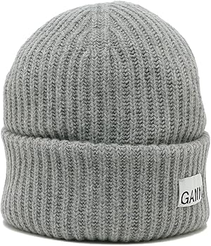 Amazon | [Ganni] [ガニー] 帽子 ニット帽 ビーニー グレー レディース