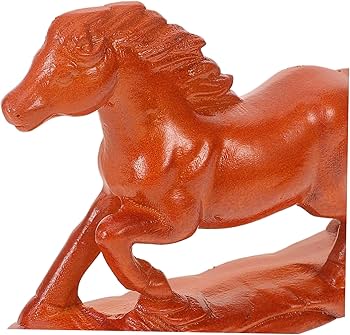 Amazon.co.jp: HOOTNEE 木彫りの馬のアート 馬の彫刻 干支の置物 馬像