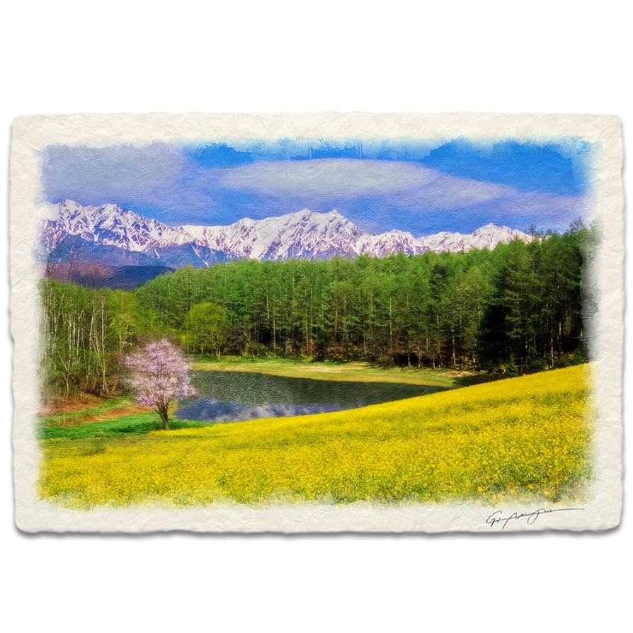 風景画 油彩画 緑と黄色のトーン27✖️24 風景画 油彩画 緑と黄色の