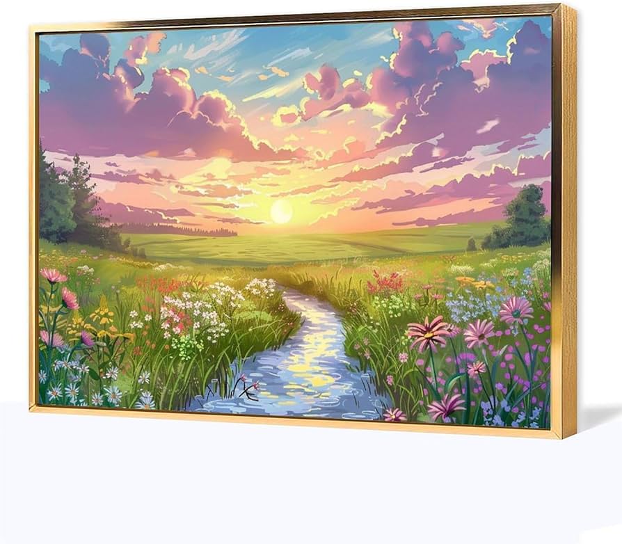 装飾的な油彩風景画 油絵 風景画 油絵 風景画 絵画 絵画(油絵) Zx