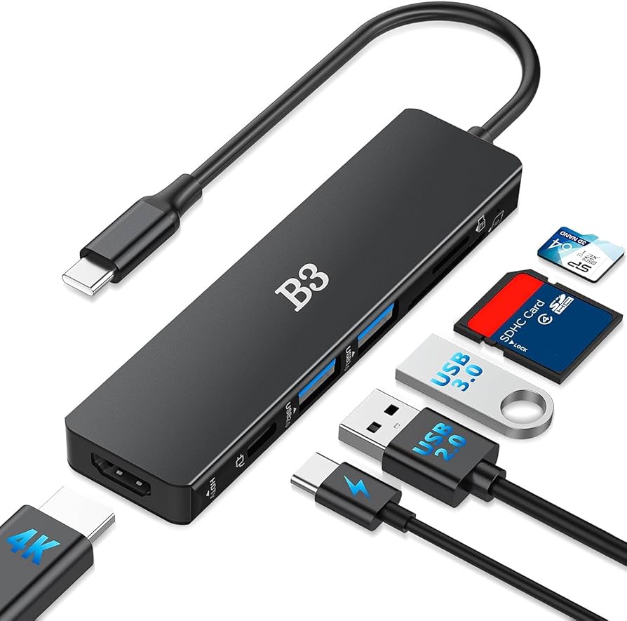 Amazon.com: USB C Hub 6-in-1 Multi-Port Adapter with 4K@60Hz HDMI