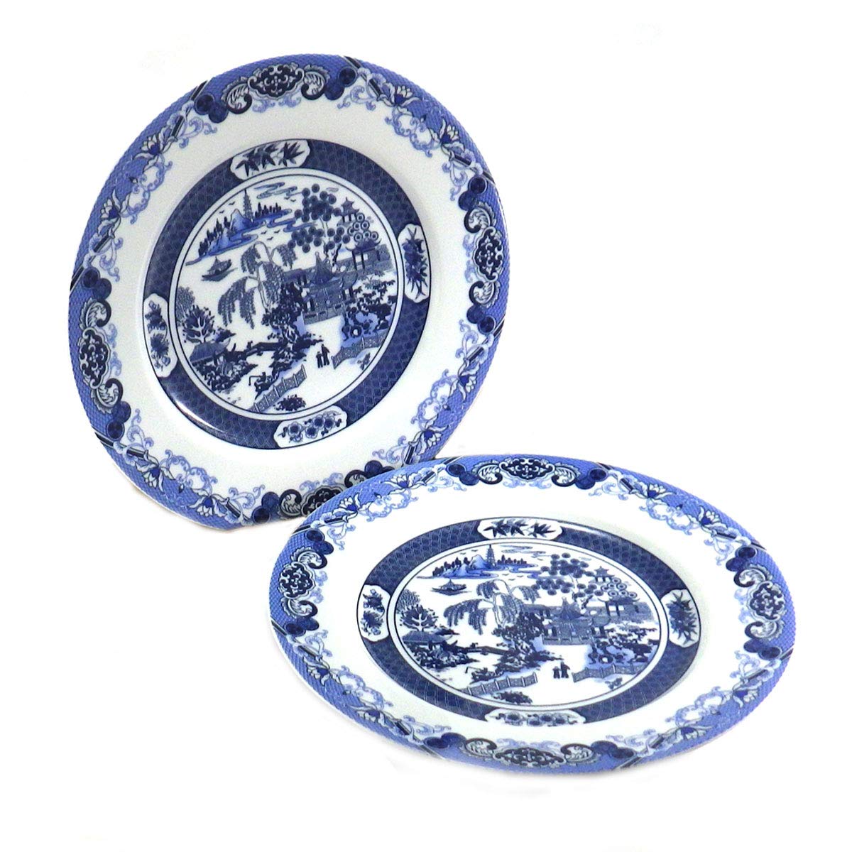 中国 青花 山水文盤 皿 直径約24.5cm 皿立付 V R6420B 中国 青花 山水