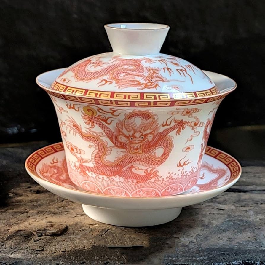 中国 ベスト 茶器 景徳鎮 未使用品 鳳紋竜紋三才蓋碗 中国茶器 景徳鎮