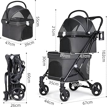 Amazon | BEBEROAD PETS T1 ペットカート二段式 2段式の上下段セット犬