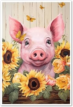 油絵 専用 頭に花をのせた豚 油絵 専用 頭に花をのせた豚 油絵 専用 頭